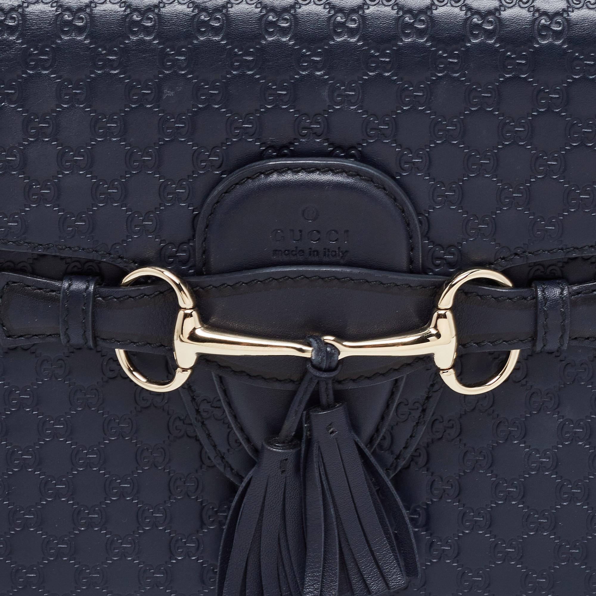 Gucci Navy Blue Microguccissima Leather Medium Emily Shoulder Bag 4