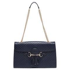 Gucci Navy Blue Microguccissima Leather Medium Emily Shoulder Bag