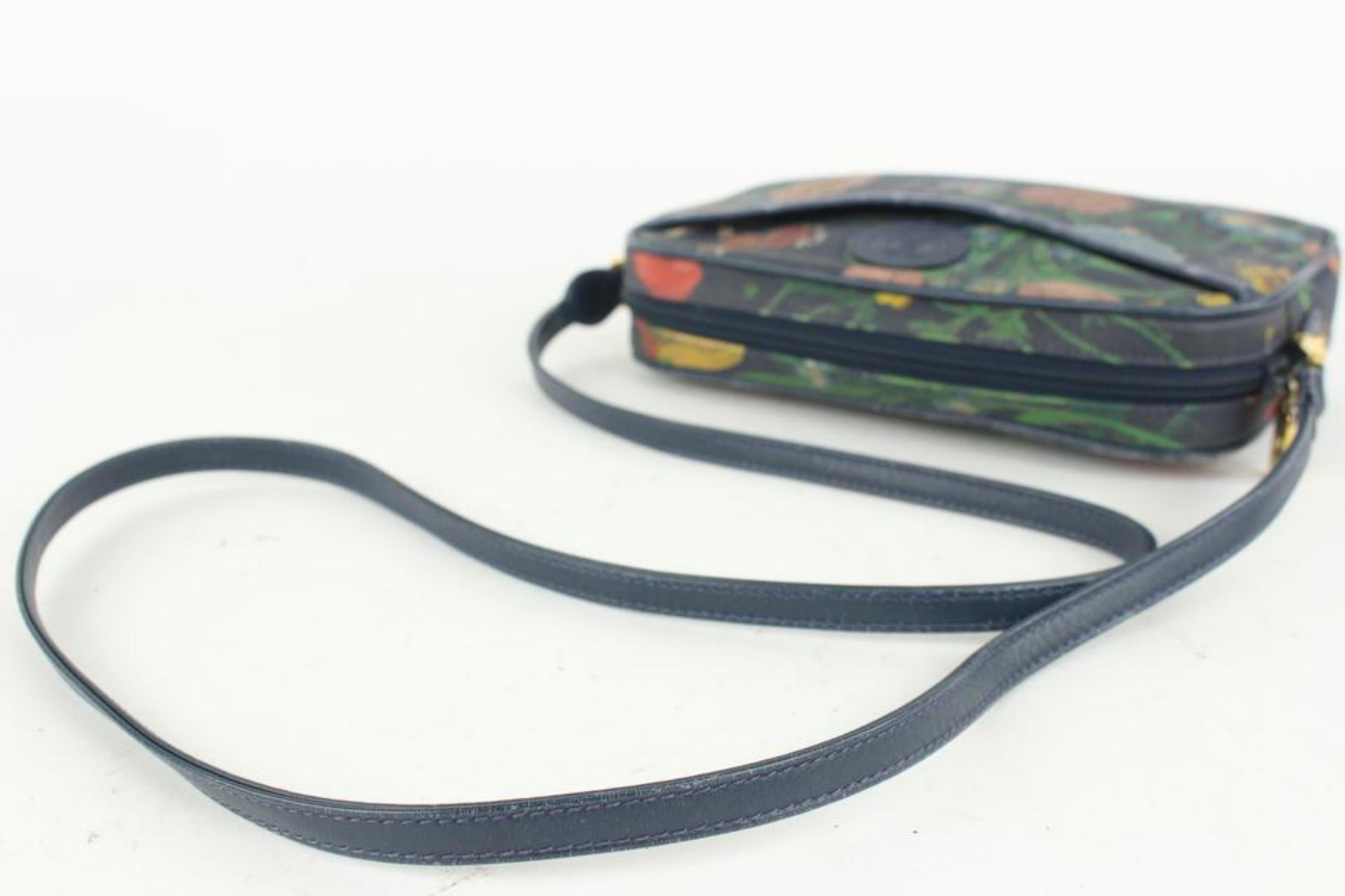 Gucci Navy Blue Monogram Floral Disco Crossbody Camera bag 1012g47 1