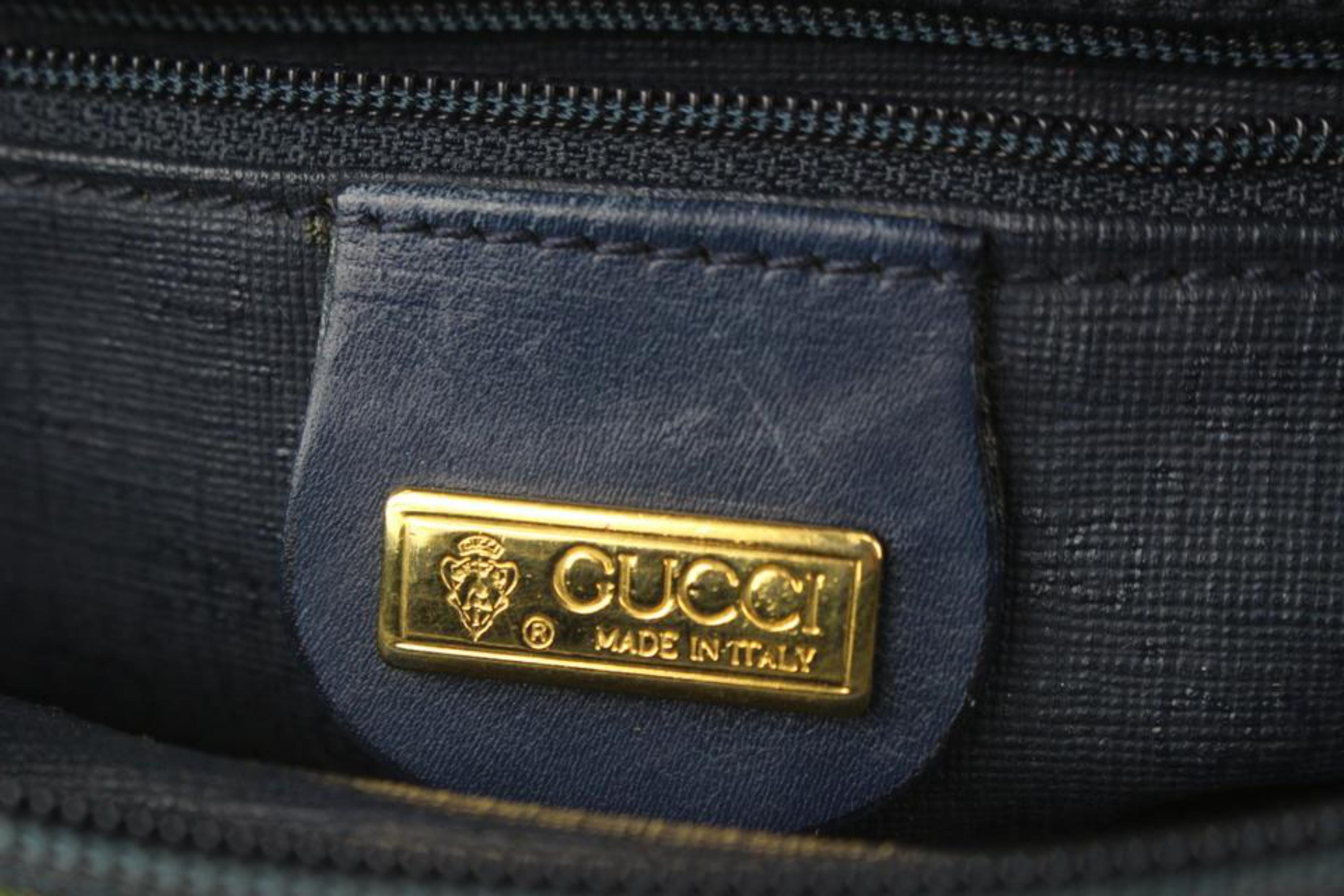 Gucci Navy Blue Monogram Floral Disco Crossbody Camera bag 1012g47 2