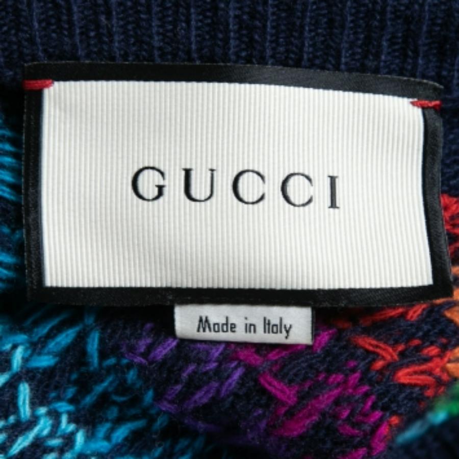 Nero Gucci Maglione in lana con motivo Hollywood blu navy multicolore M. I. in vendita