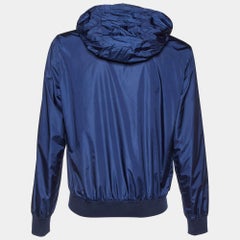 Gucci Navy Blue Nylon Zip-Up Hooded Jacket XL