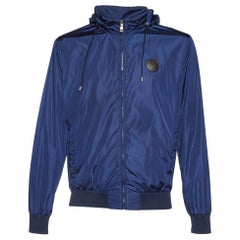 Gucci Navy Blue Nylon Zip-Up Hooded Jacket XL
