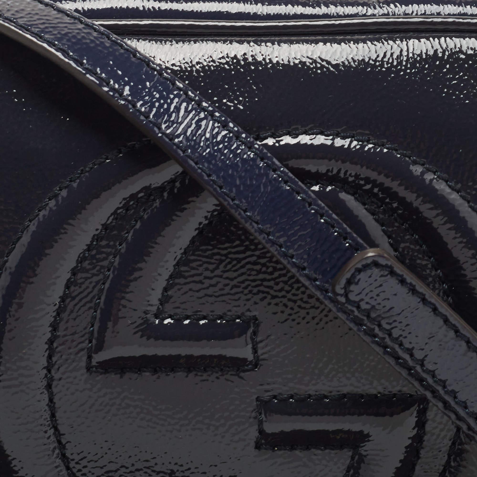 Gucci Navy Blue Patent Leather Small Soho Disco Crossbody Bag 6
