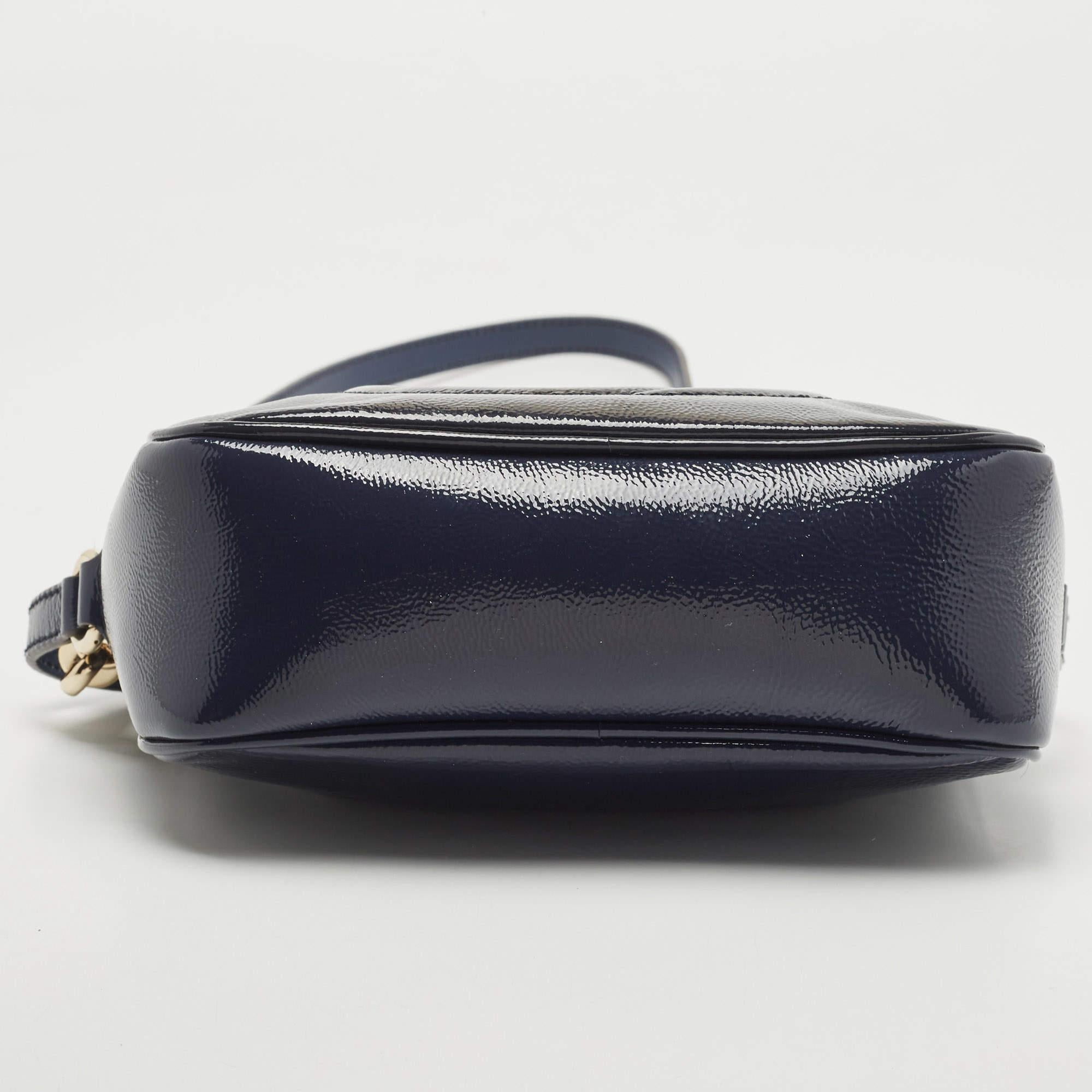 Gucci Navy Blue Patent Leather Small Soho Disco Crossbody Bag 1