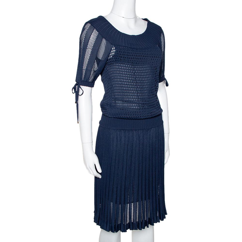 gucci fitted navy blue dress