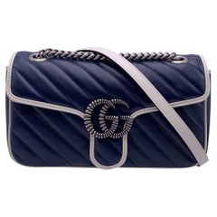 Gucci Navy Blue Quilted Leather Small Marmont Shoulder Bag