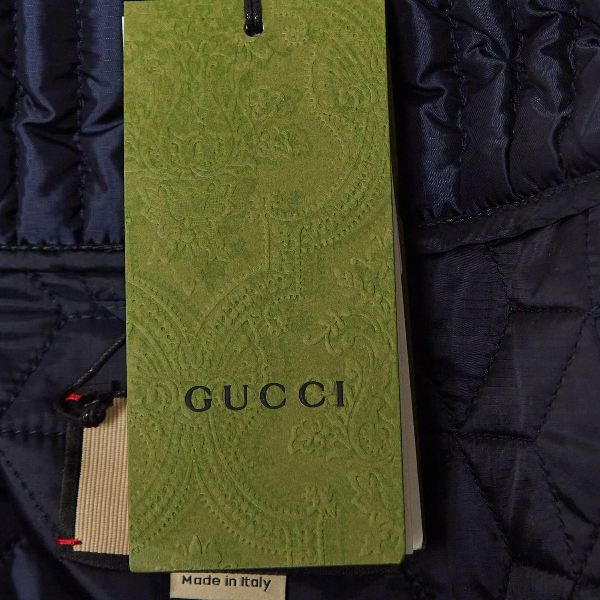 Gucci Navy Blue Quilted Synthetic & Canvas Jacket XL 1