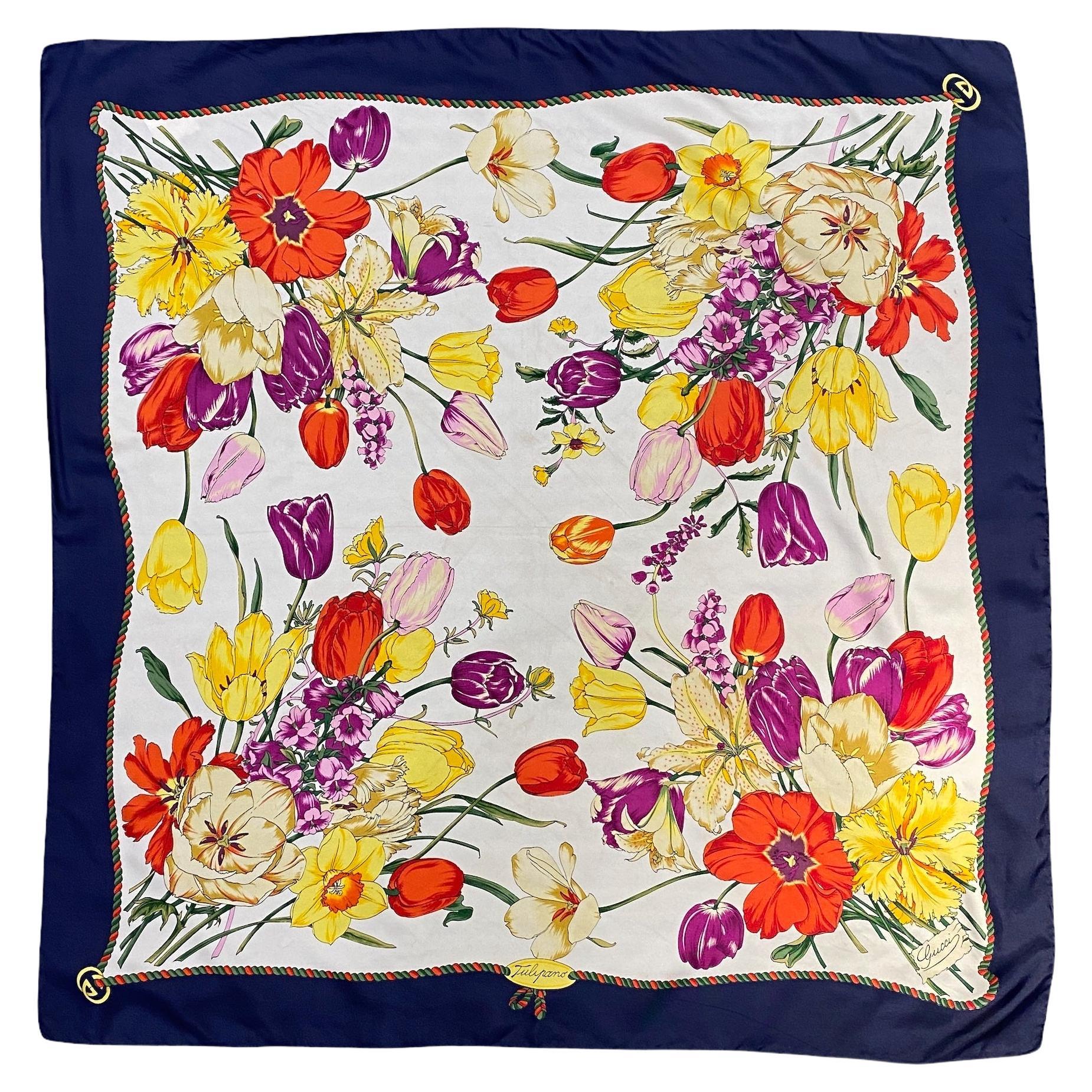 Gucci Floral Silk Scarf at 1stDibs