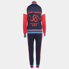 Gucci Navy Blue/Red Technical Jersey Tracksuit Set XS