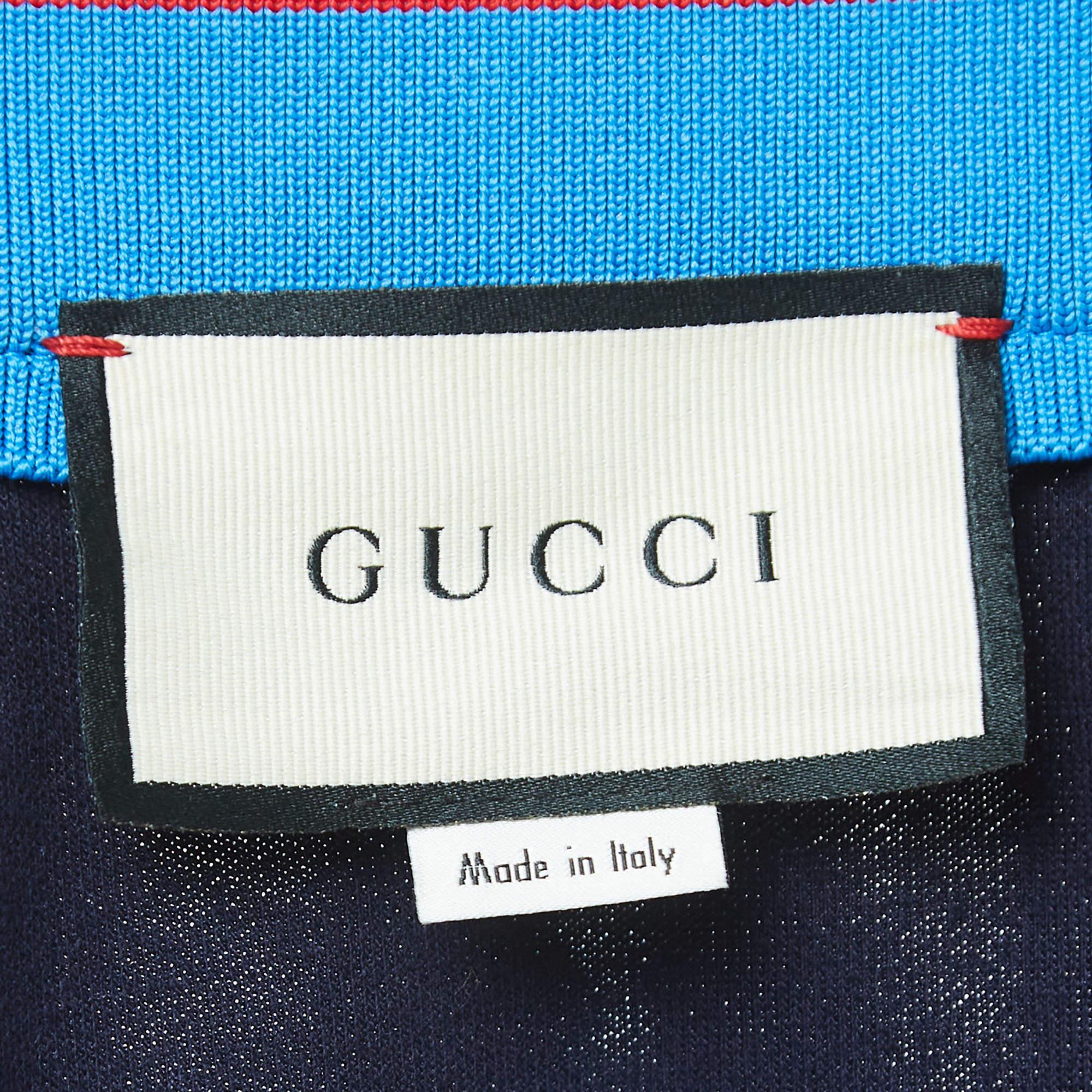 Gucci Navy Blue/Red Technical Jersey Tracksuit Set XS For Sale 1