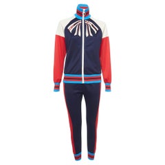 Gucci Marineblauer/roter technischer Jersey-Turnsuit-Set aus Jersey XS