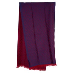 Gucci Sciarpa con manicotto GG JACQUARD in lana blu navy e rossa