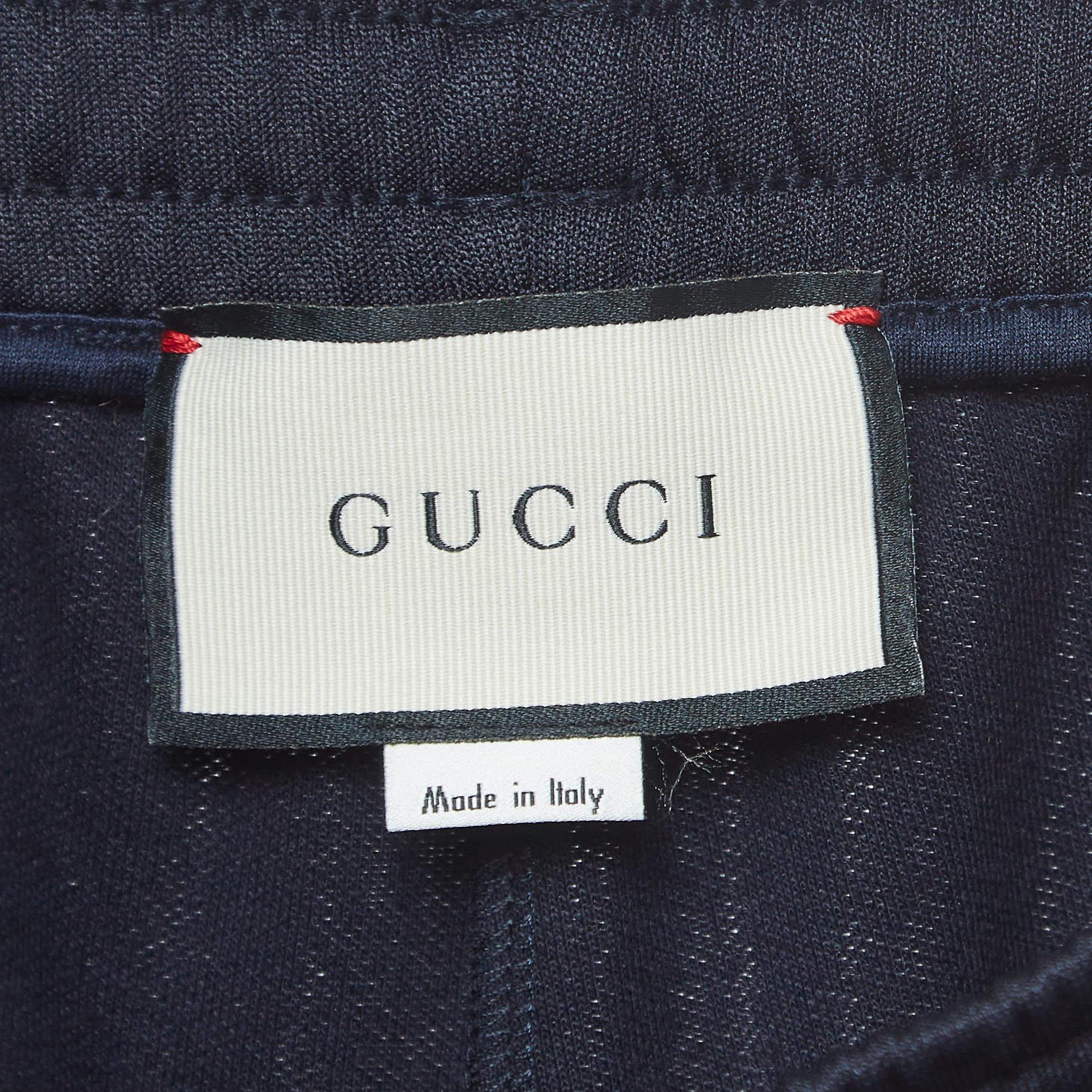 Men's Gucci Navy Blue Side Stripe Technical Jersey Shorts S