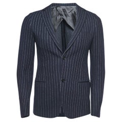 Gucci Navy Blue Striped Wool Blend Single Breasted Blazer S