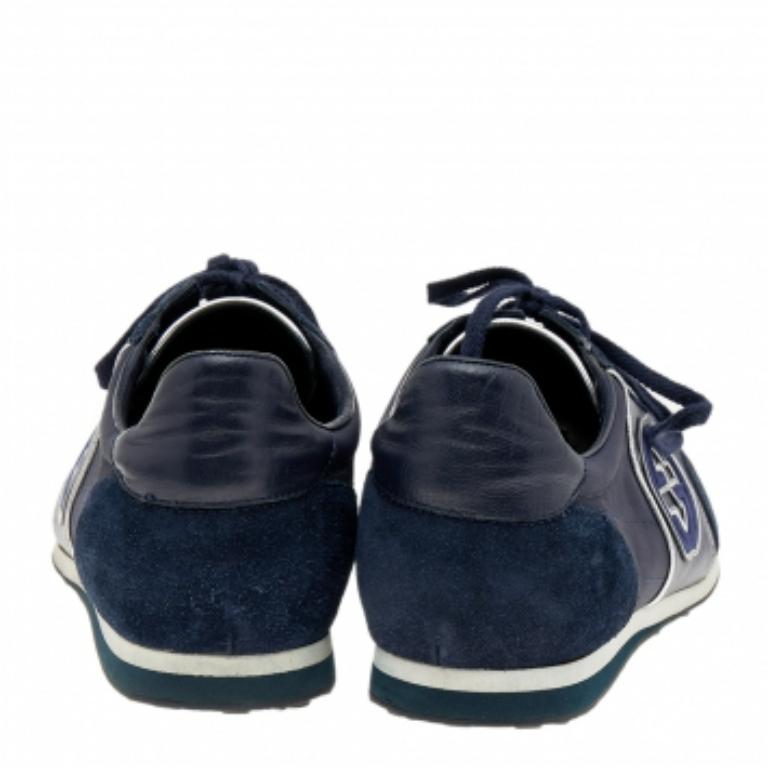Noir Gucci - Baskets basses en daim et nylon bleu marine, taille 42,5 en vente