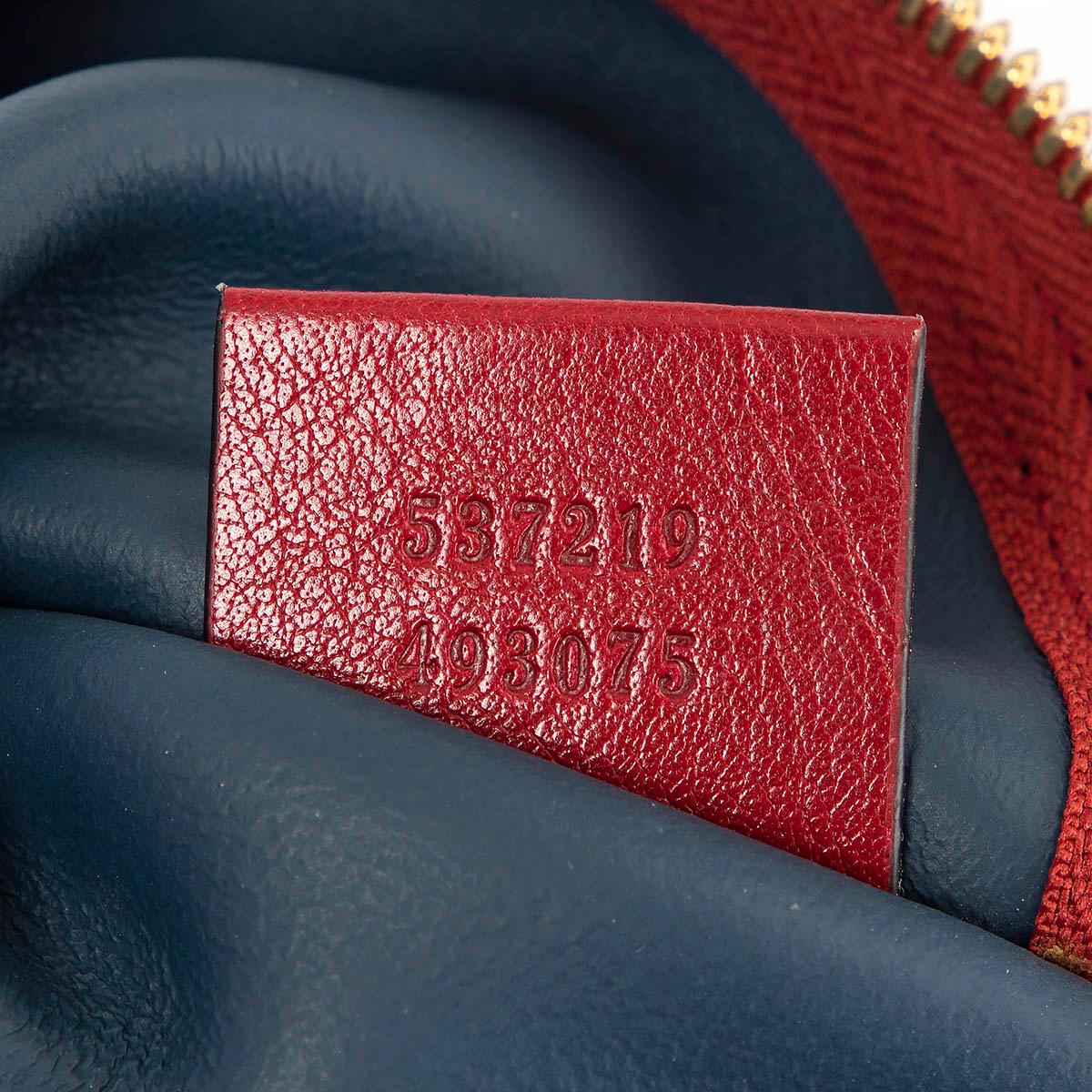 Women's GUCCI navy blue suede & red leather RAJA LARGE TOTE Shoulder Bag