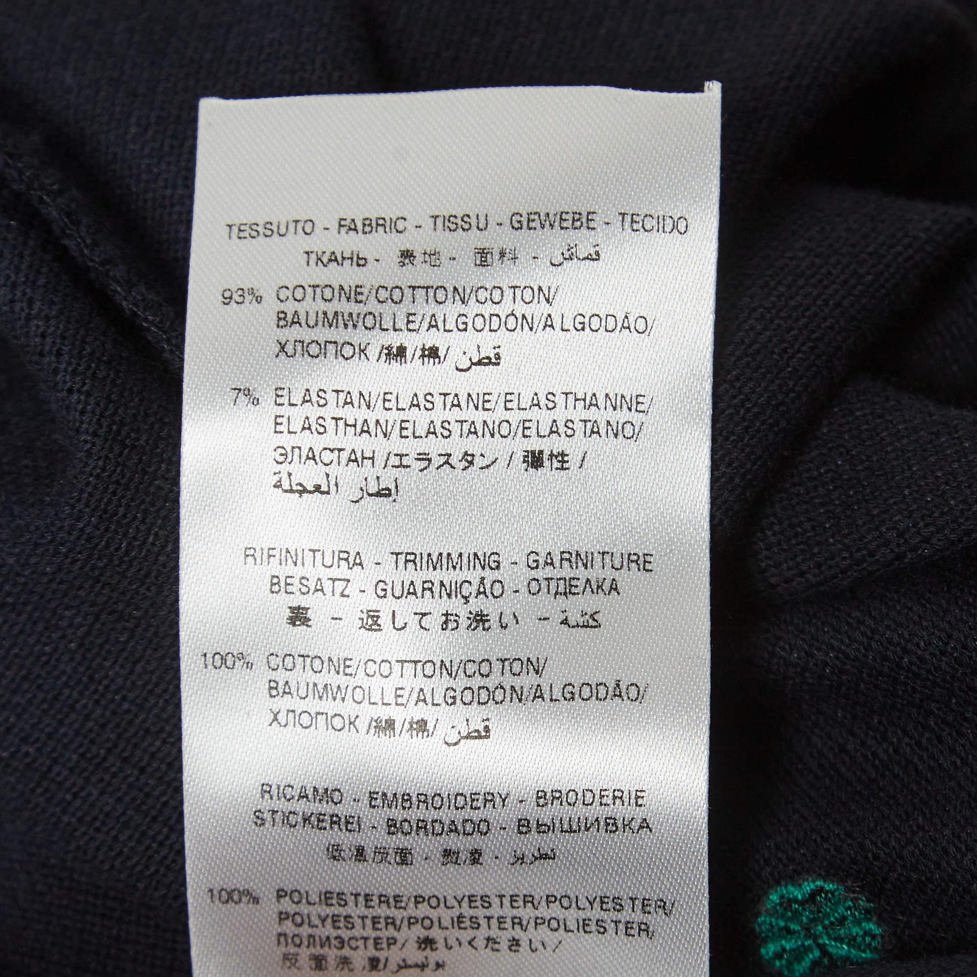 Black Gucci Navy Blue Symbols Embroidered Cotton Pique Polo T-Shirt XL