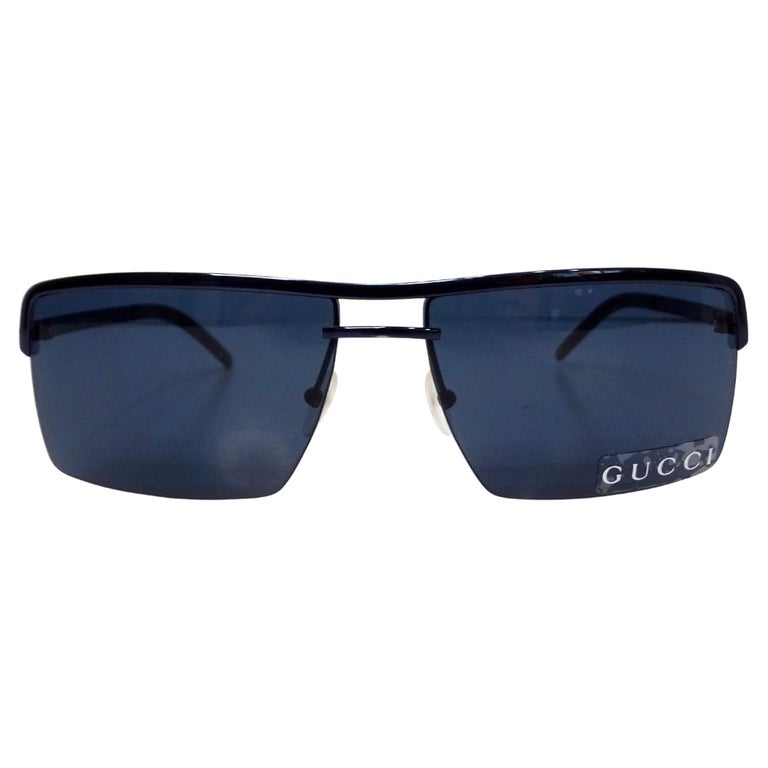 Gucci Rectangular Dark Blue Sunglasses dark blue lens. Vintage. Y2K GUCCI Vintage Sunglasses Blue GG2409/N/S Oval Rectangular  main image 2