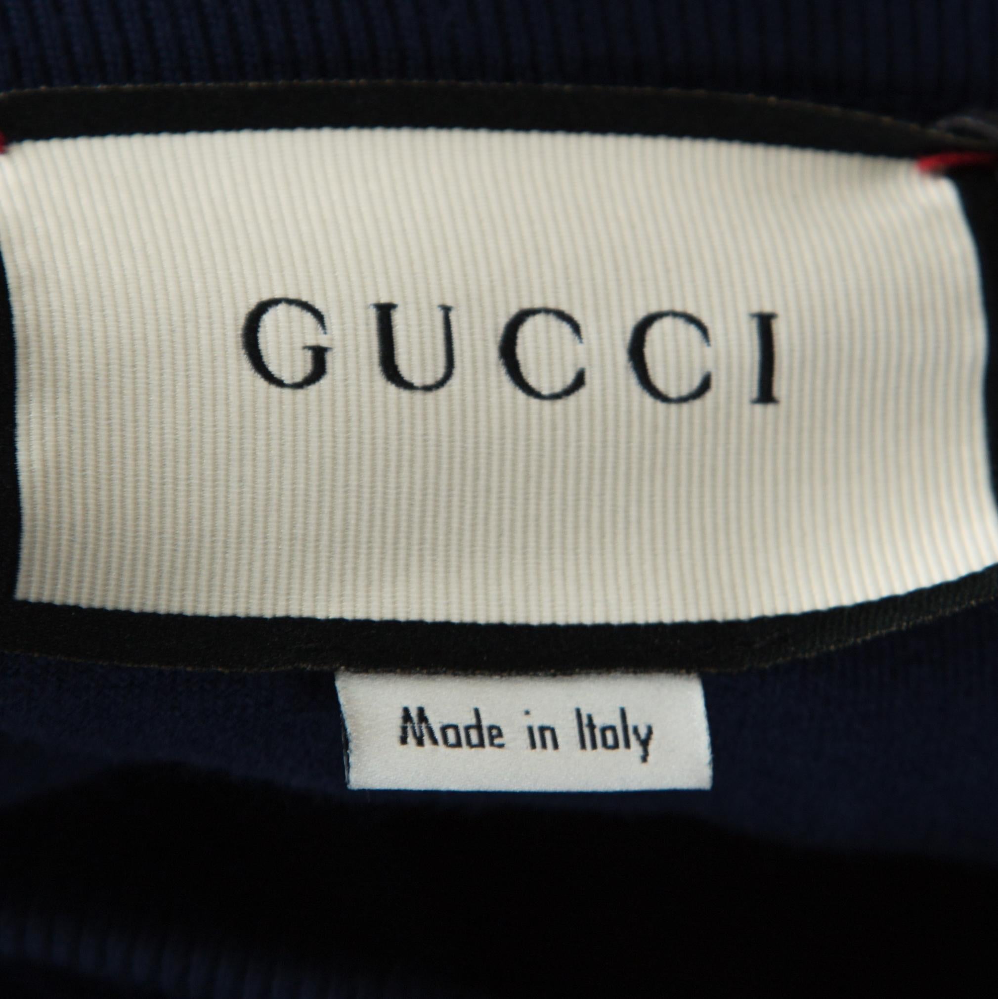 Gucci Marineblau Samt Paramount gedruckt Sweatshirt M Herren