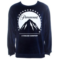 Gucci Navy Blue Velvet Paramount Printed Sweatshirt M