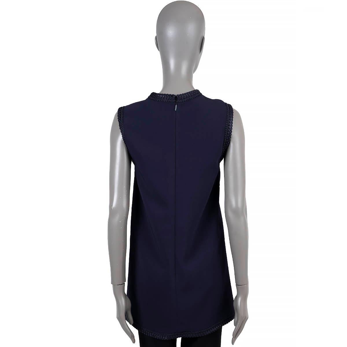 GUCCI navy blue viscose 2019 PASSEMENTERIE TRIM Tunic Shirt 38 XS In Excellent Condition For Sale In Zürich, CH