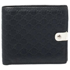 Gucci Navy Blue/White GG Microguccissima Leather Bifold Wallet