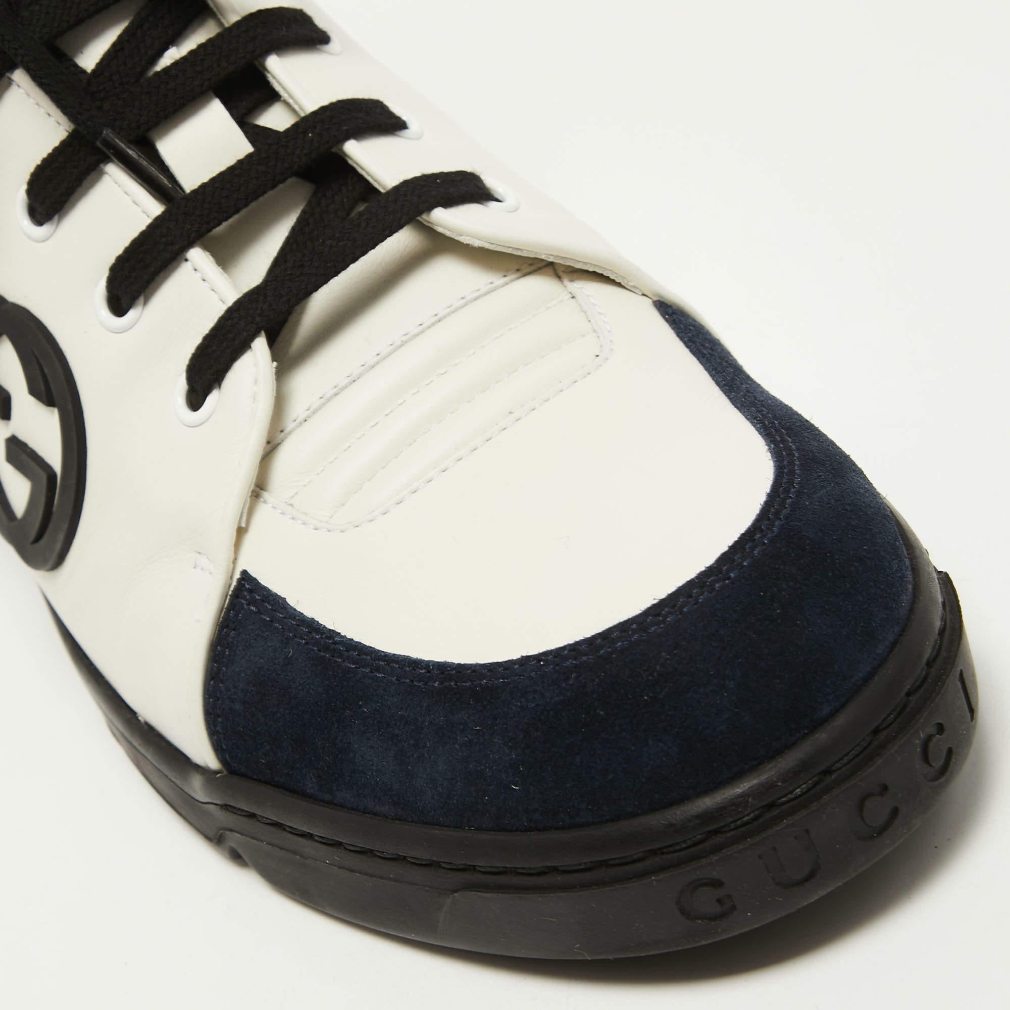Gucci Navy Blue/White Suede and Leather CC Low Top Sneakers Size 43.5 4
