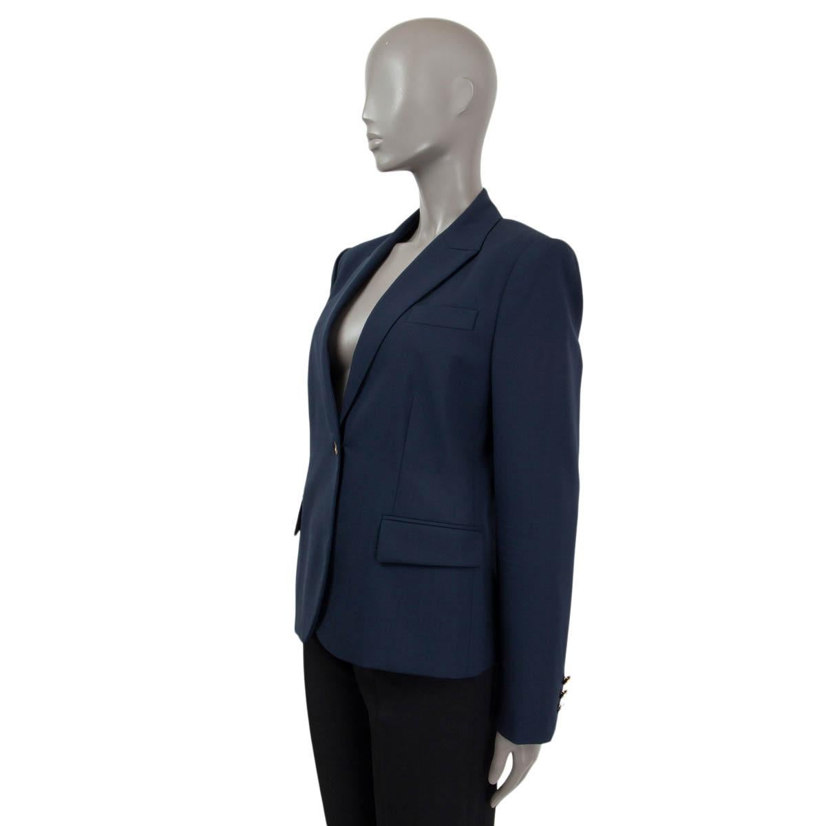 Black GUCCI navy blue wool CLASSIC SINGLE BUTTON Blazer Jacket 46 XL For Sale