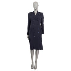 GUCCI navy blue wool DOUBLE BREASTED TRENCH Coat Jacket 40 S