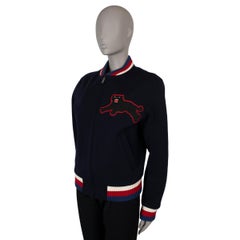 GUCCI navy blue wool jersey 2016 PANTHER Bomber Jacket 48 mens or women's L