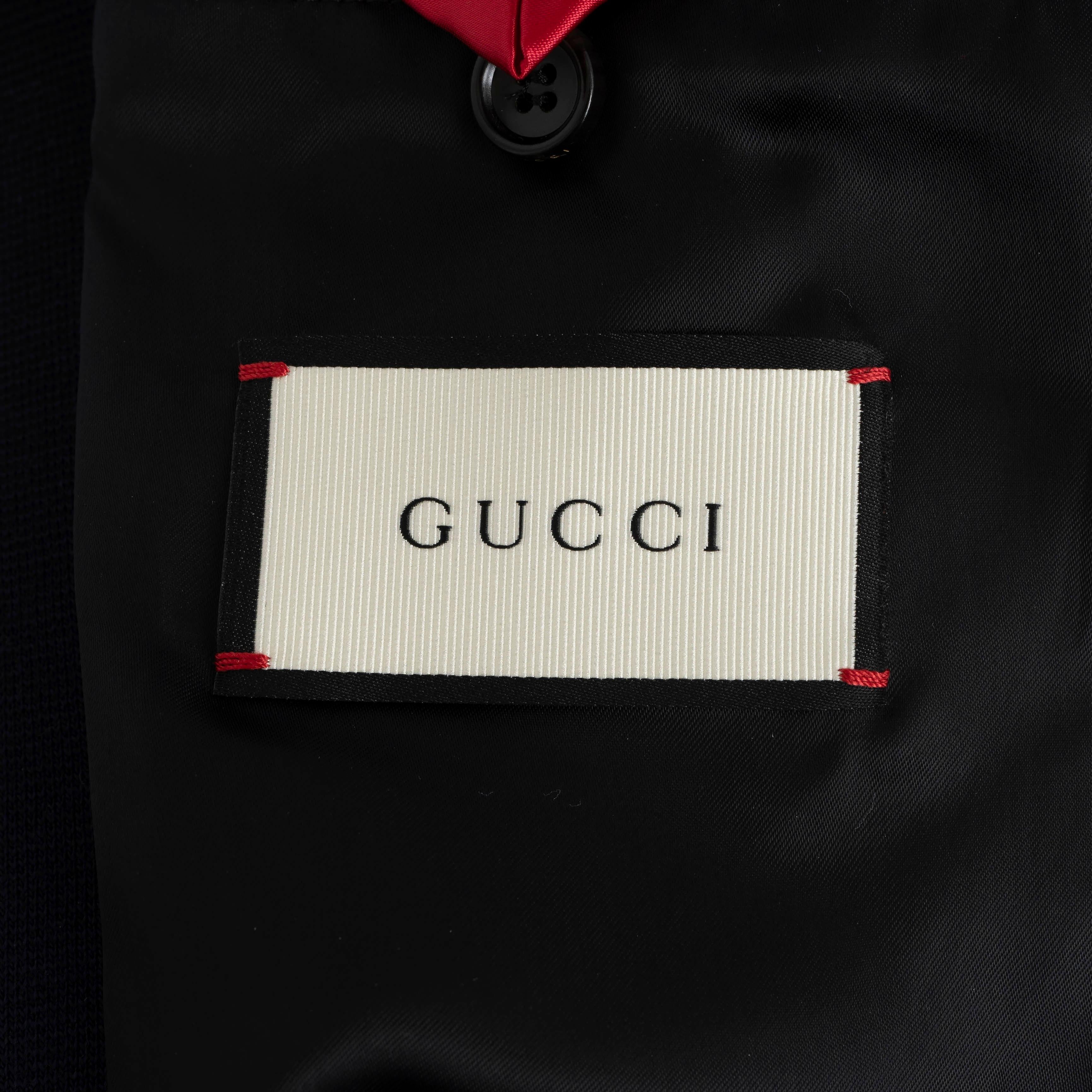 GUCCI navy blue wool jersey 2016 PANTHER Bomber Jacket 48 mens or women's L For Sale 1