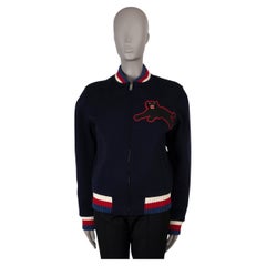 GUCCI navy blue wool jersey 2016 PANTHER Bomber Jacket 48 mens or women's L