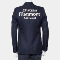 Gucci Navy Blue Wool & Mohair Chateau Marmont Embroidered Button Front Blazer M