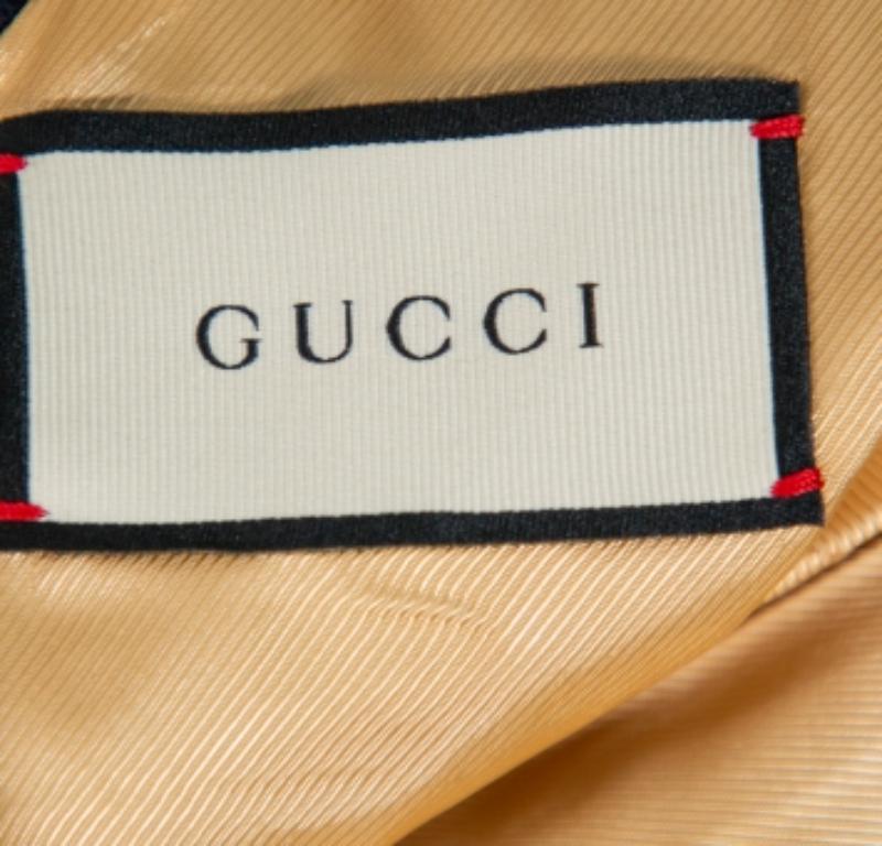 Men's Gucci Navy Blue Wool & Mohair Chateau Marmont Embroidered Button Front Blazer M For Sale