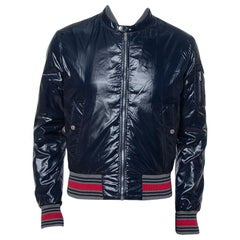 Gucci Navy Blue Zip Front Bomber Jacket S
