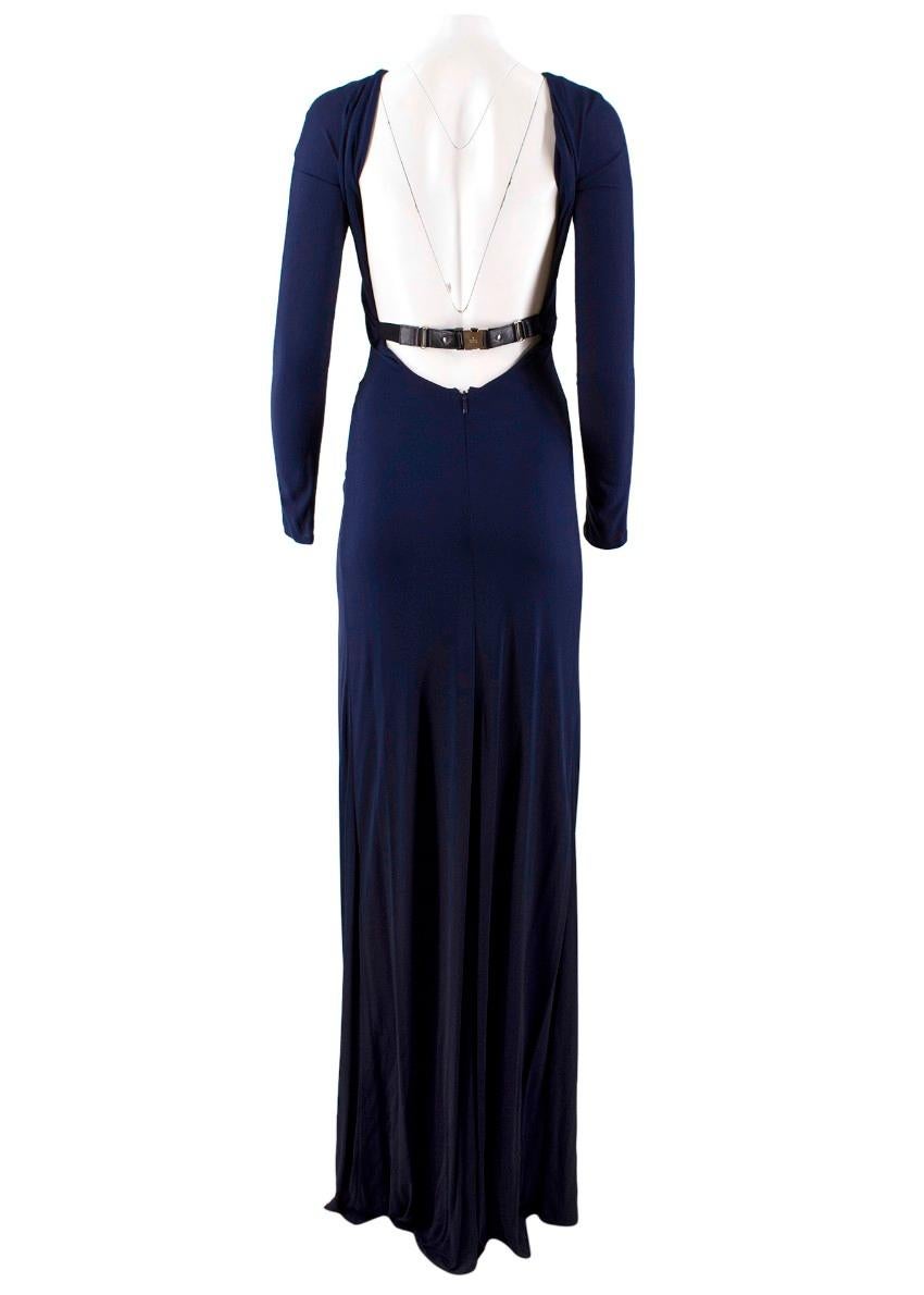 Black Gucci Navy Buckled Backless Gathered Gown US 4
