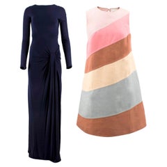 Gucci Navy Buckled Backless Gathered Gown & Valentino multicoloured dress