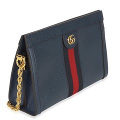 Gucci Navy Calfskin GG Ophidia Small Web Chain Bag