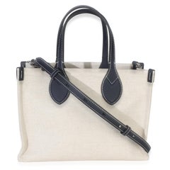 Gucci Navy Canvas Calfskin Logo Print Mini Tote