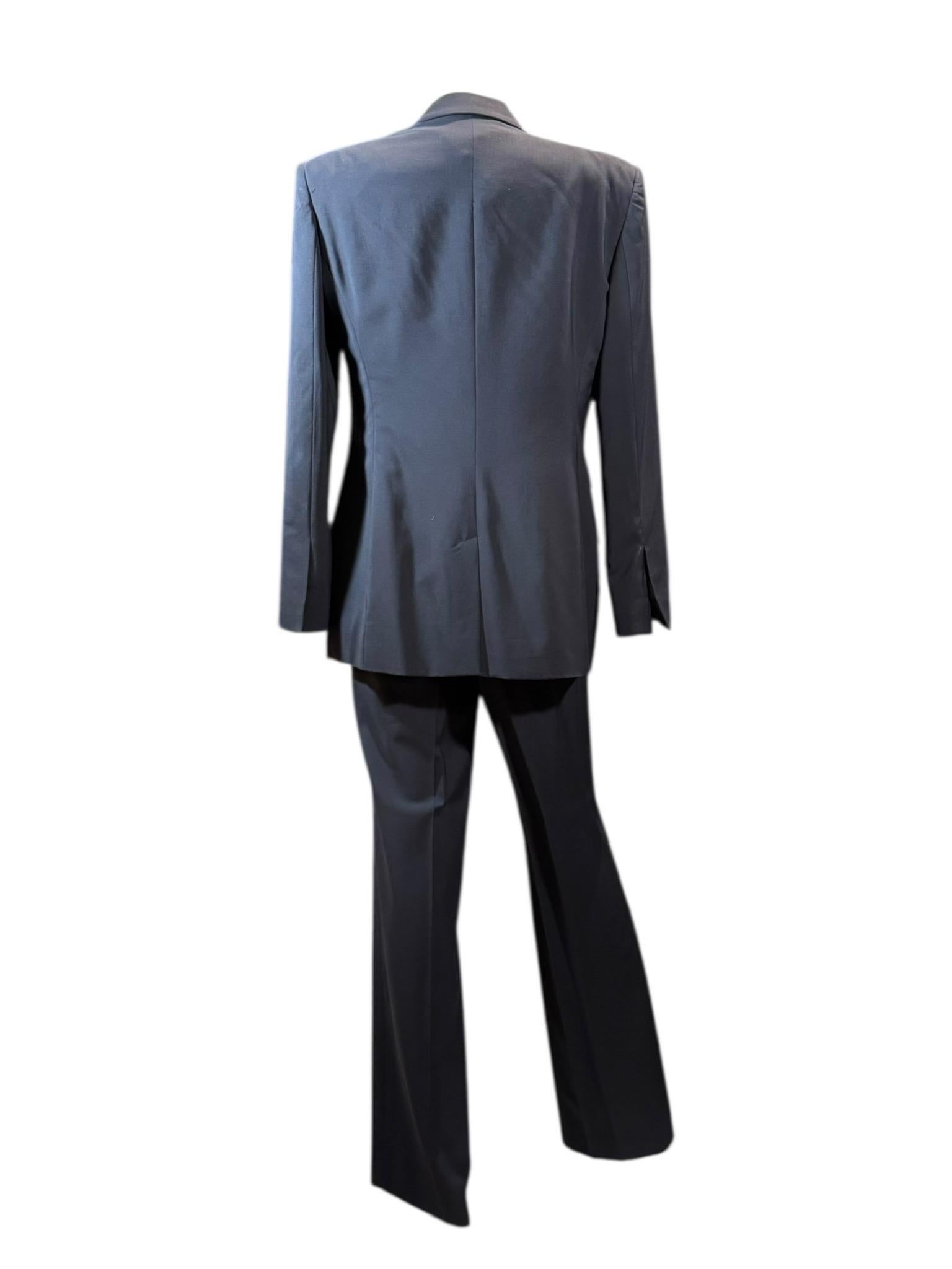Gucci Navy Double-Breasted Power Suit, Tom Ford Era, Circa 1996 Negro en venta