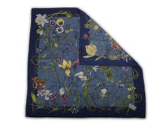 Gucci Navy Flora Silk Scarf