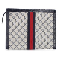Gucci Navy GG Supreme Canvas Large Ophidia Pouch