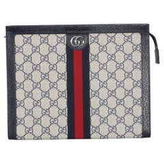 Gucci Navy GG Supreme Canvas Large Ophidia Pouch