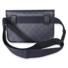 Gucci Navy GG Supreme Canvas Ophidia Web Slim Belt Bag