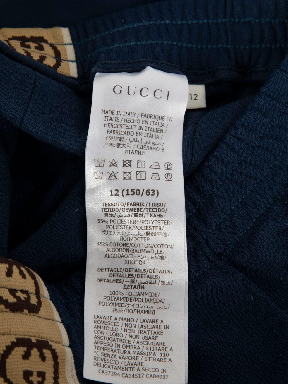 Gucci Navy GG Tape Detail Joggers Size XS en venta 1