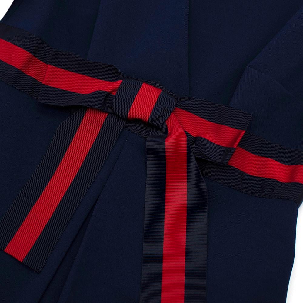 Gucci Navy Grosgrain-Trimmed Stretch-Ponte Mini Dress - Size XS In New Condition In London, GB