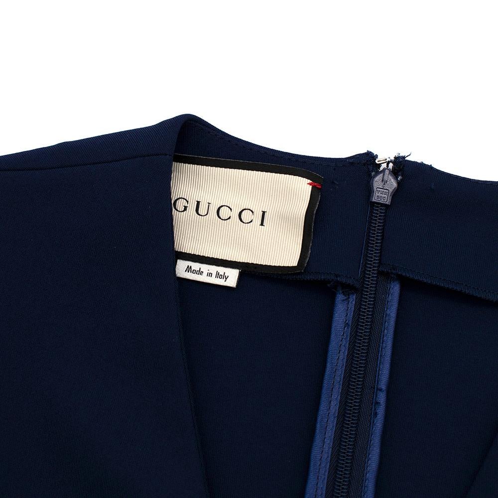 Women's or Men's Gucci Navy Grosgrain-Trimmed Stretch-Ponte Mini Dress - Size XS
