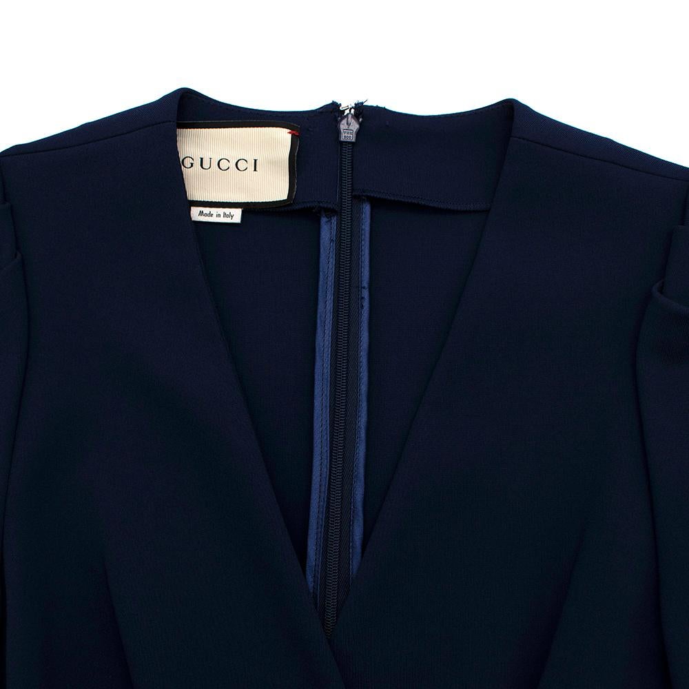 Gucci Navy Grosgrain-Trimmed Stretch-Ponte Mini Dress - Size XS 1