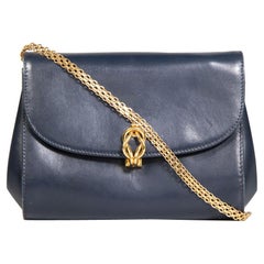 Gucci Navy Leather Flap Shoulder Bag